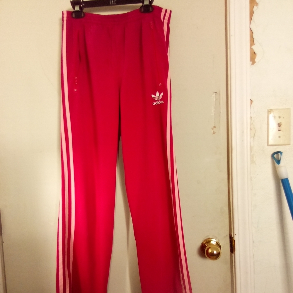 Pink Adidas track pants